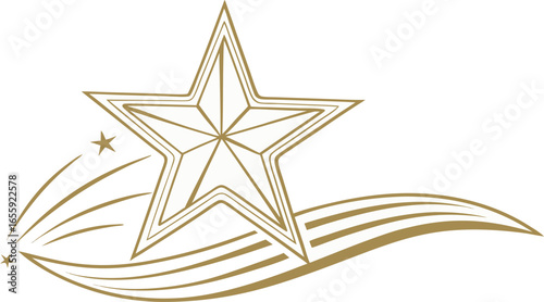 Elegant Golden shooting star illustration, decorative celestial vector design with Trailing Sparkle - Transparent Background