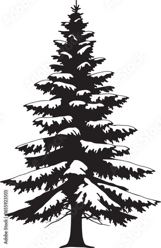 Snow covered evergreen tree isolated illustration silhouette royalty free stock photos premium quality