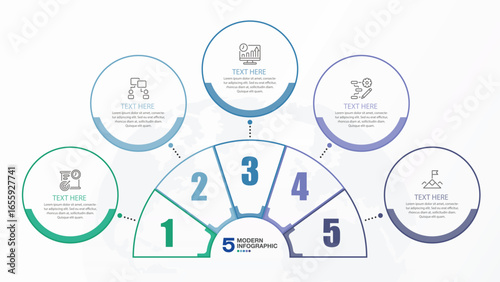 Basic infographic with 5 steps, process or options.