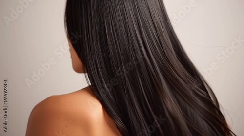 Close Up View of a Woman's Shiny Dark Hair Moving Gracefully.