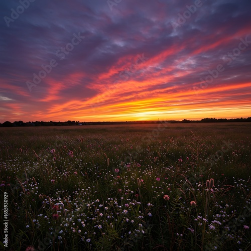 Wallpaper Mural Crimson Fields, Whispering Sunset Torontodigital.ca