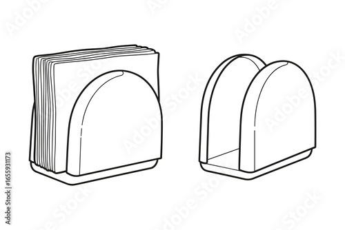 Minimalist Napkin Holder Outline: Paper Dispenser for Dining Table, Vector Illustration