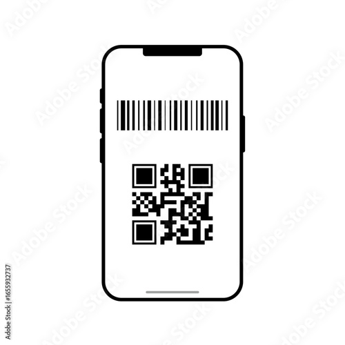 スマートフォンとQRコードとバーコード
Smartphone, QR code and barcode