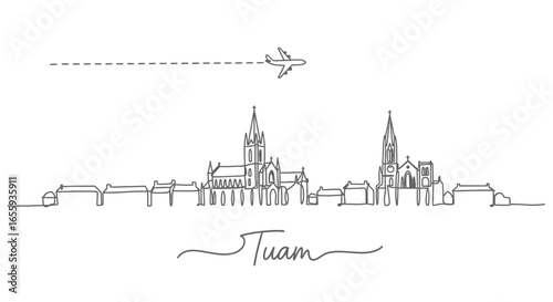 Tuam Ireland Skyline Minimalist Art One Line.