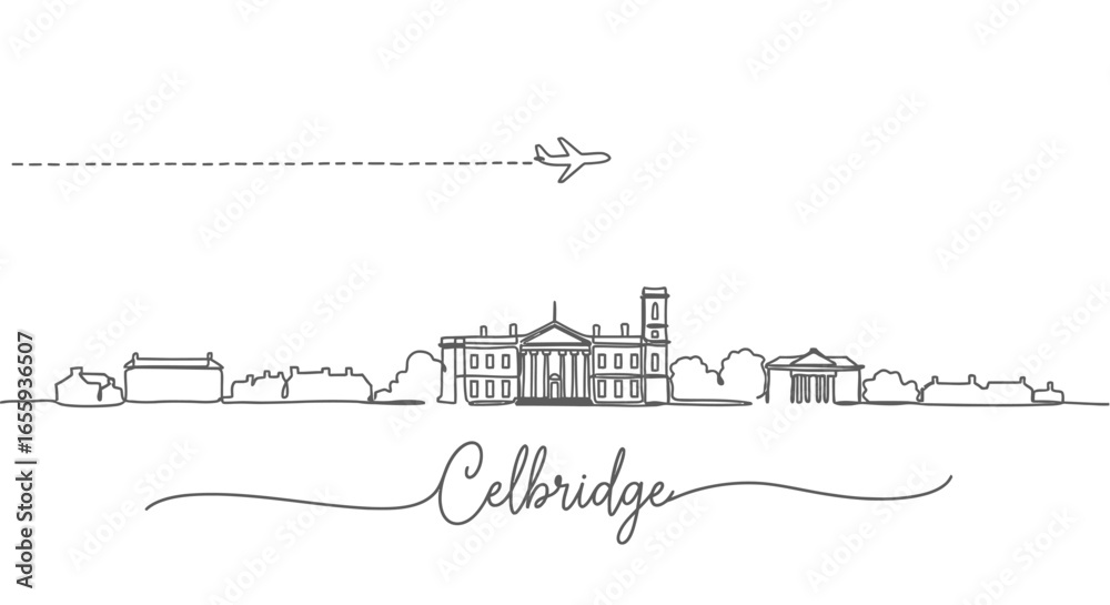 Obraz premium Celbridge with Ireland, and Skyline Line Art Minimal.