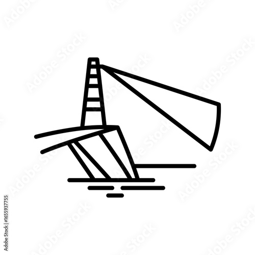Marine port icon. Outline linear seaport symbol vector. Linear style illustration with editable stroke isolated on white background