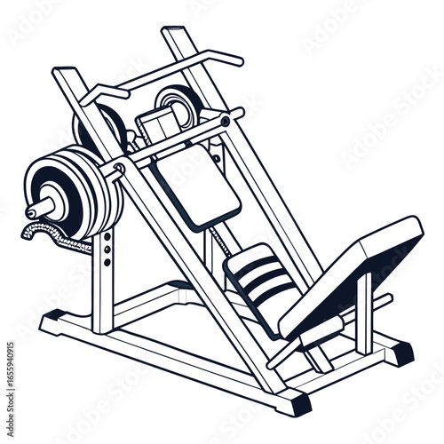 Leg press machine for leg strength training and fitness workouts in the gym