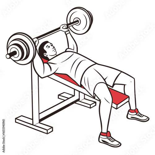 Man doing bench press for fitness and exercise, a healthy lifestyle and strength training
