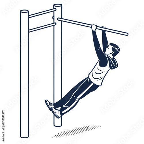 Man doing pullups on a bar, a great exercise for strength and fitness