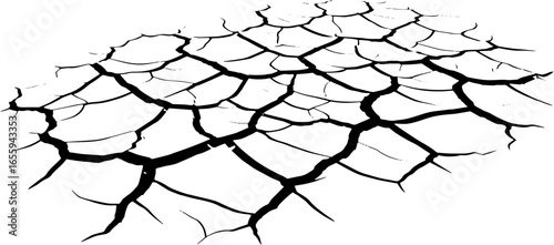 Cracked earth texture illustration evoking drought, climate change, and environmental issues with striking pattern