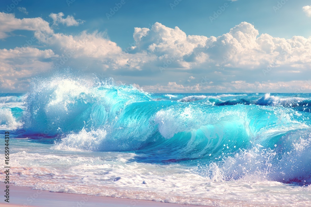 Fototapeta premium Waves Crashing on the Shore