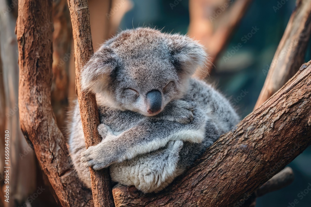 Fototapeta premium Sleepy Koala Bear in a Tree