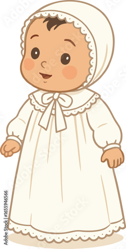 Illustration of a Cute Baby Wearing Bonnet 