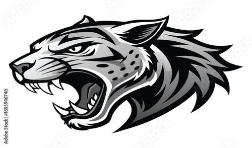 A fierce wolf head tribal tattoo vector illustration of a wild animal design