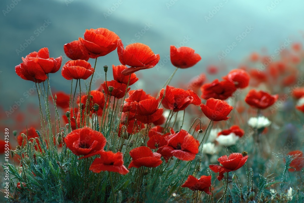 Fototapeta premium Red Poppies in a Field