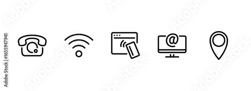 Minimalist Line Icons for Business Communication and Contact