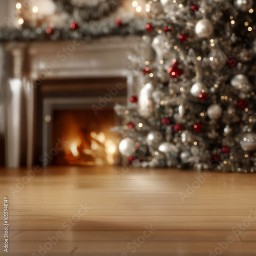 Wallpaper Mural Cozy Christmas Living Room with Fireplace and Decorated Tree – Festive Holiday Background, Product Mockup Template with Copy Space Torontodigital.ca