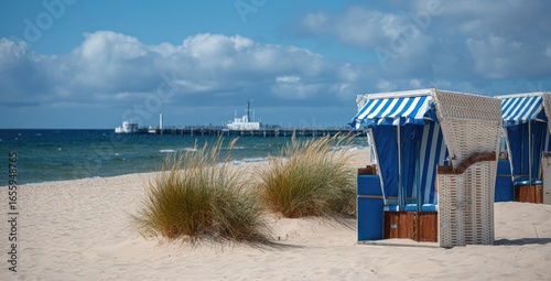Beach Chairs and Blue Sea