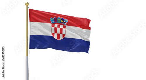 Croatia flag waving on pole isolated on white background, Croatian national symbol perfect for Independence Day and patriotic events Free Download Croatia flag waving on pole isolated on white background, Croatian national symbol perfect for Independence Day and patriotic events - GFXLoad