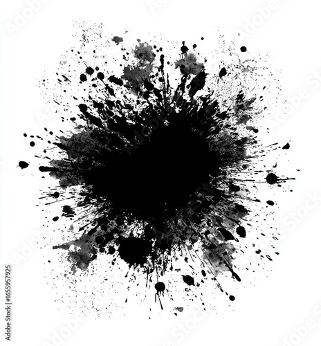 Wallpaper Mural Abstract black ink splatter on white background (9) Torontodigital.ca