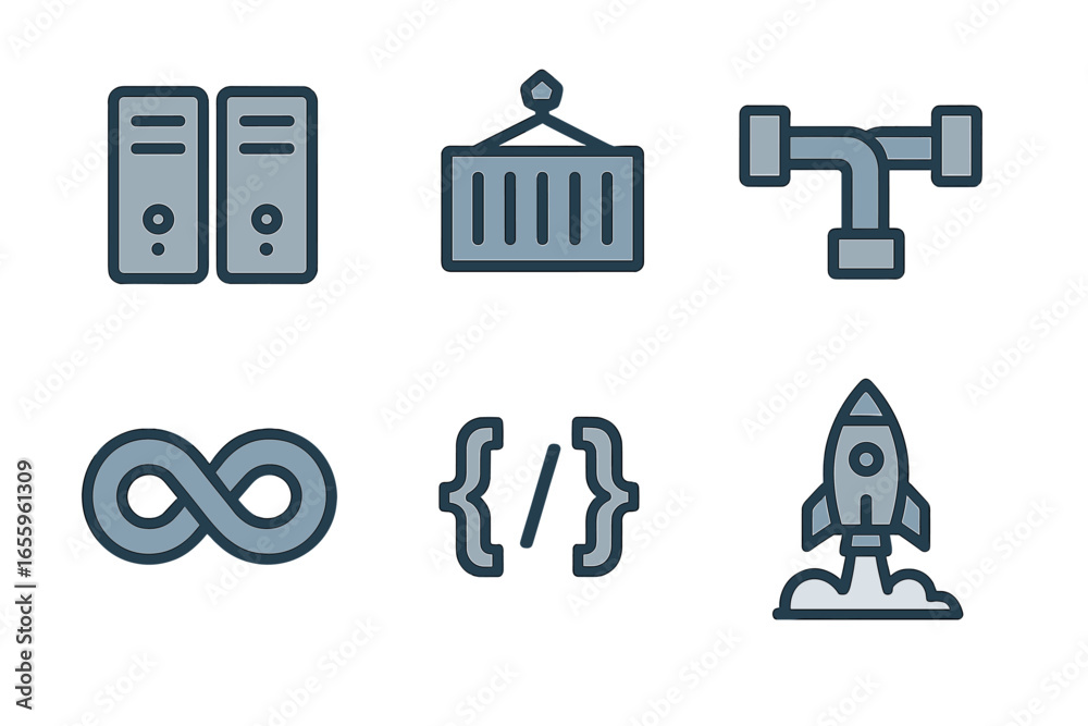 Vector illustration of digital technology and business icons Vector illustration of digital technology and business icons