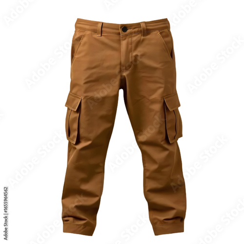 Brown cargo pants isolated on transparent background