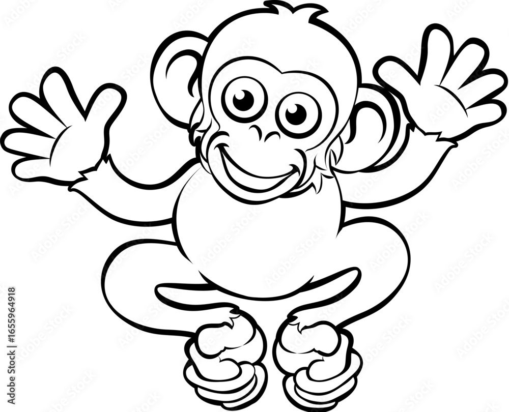 Fototapeta premium Chimp or ape monkey cartoon character animal illustration