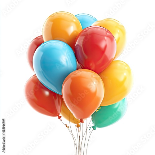 Colorful bunch of glossy party balloons in vibrant shades