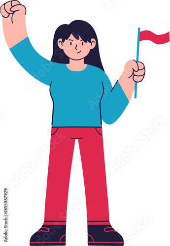 A joyful cartoon character leaping with arms raised in celebration, showing pure happiness.