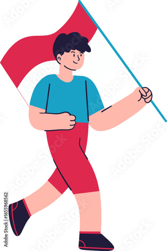 A joyful cartoon character leaping with arms raised in celebration, showing pure happiness.