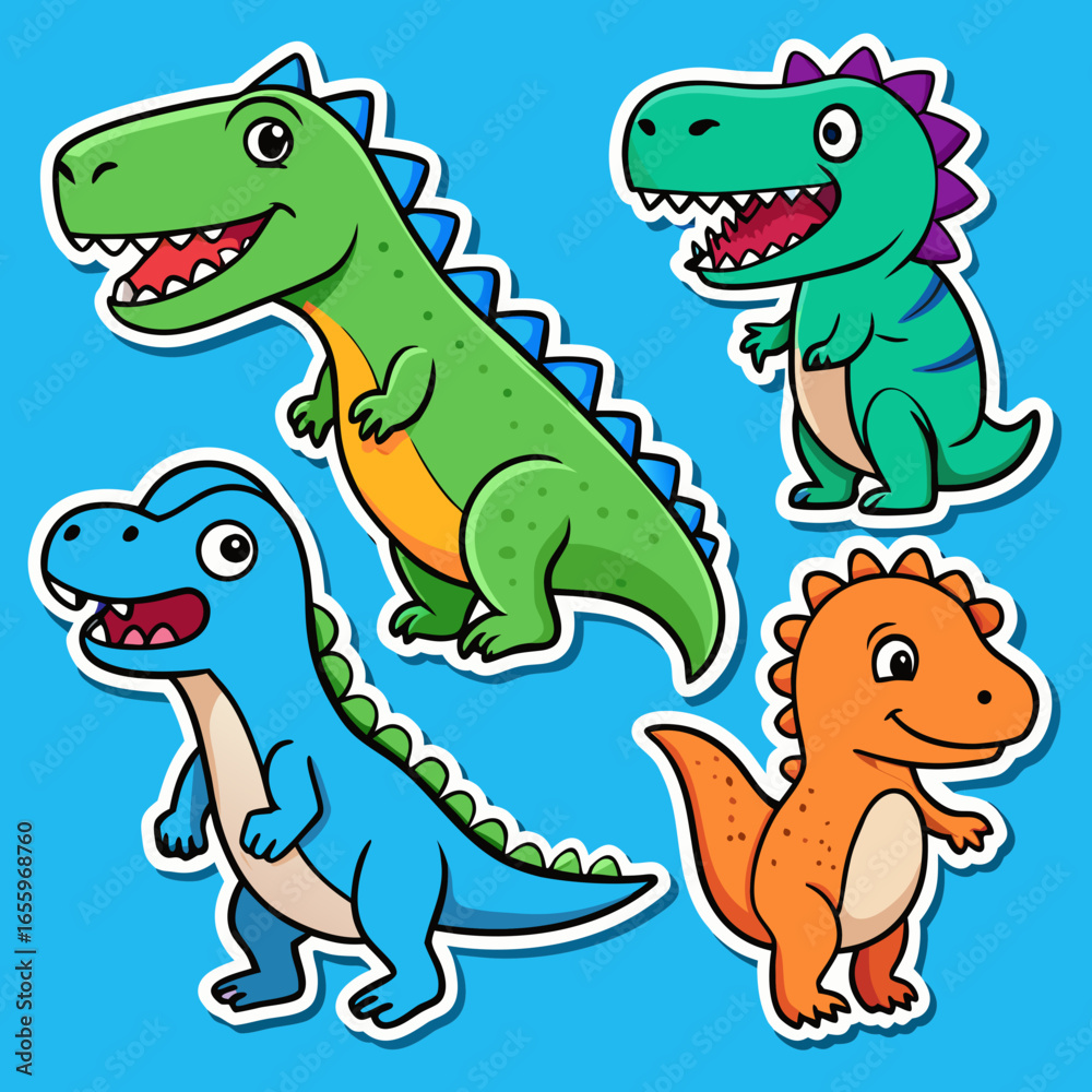 Naklejka premium Cute dinosaur stickers for kids printable editable svg file Cute Dinosaur Sticker Pack | Cartoon Dino Stickers | Kids Printable Dinosaur Clipart