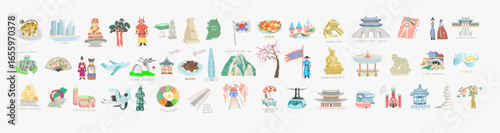 50 Dubai Icons Collection — Flat Style Illustrations of Famous Dubai Symbols and Landmarks