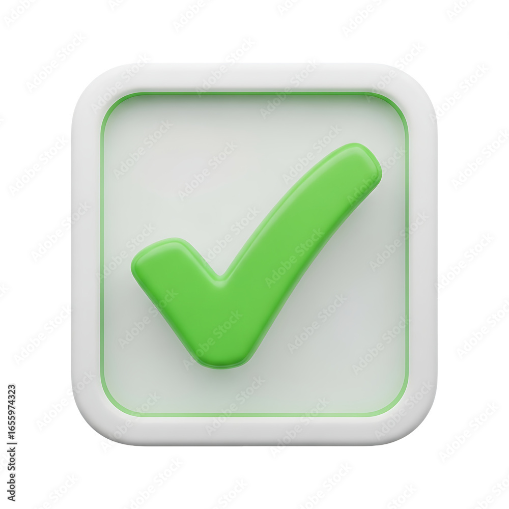 Green check mark inside a rounded square button on a black background Green check mark inside a rounded square button on a black background