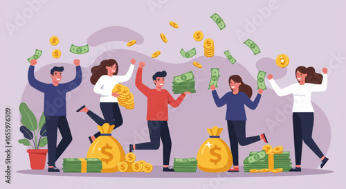 Happy People with Money.eps