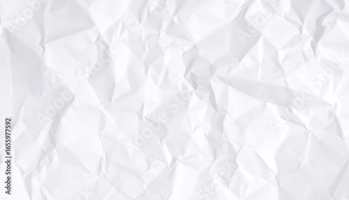 High-resolution image of crumpled white paper texture; abstract, minimalist, and clean design; perfect for backgrounds, website design, or print projects.