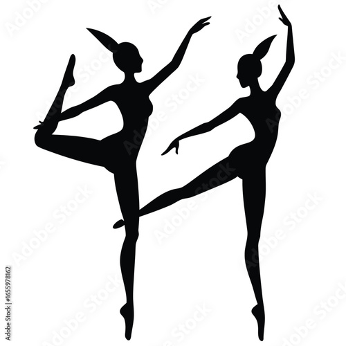 Two ballerinas dancing gracefully ballet dancers