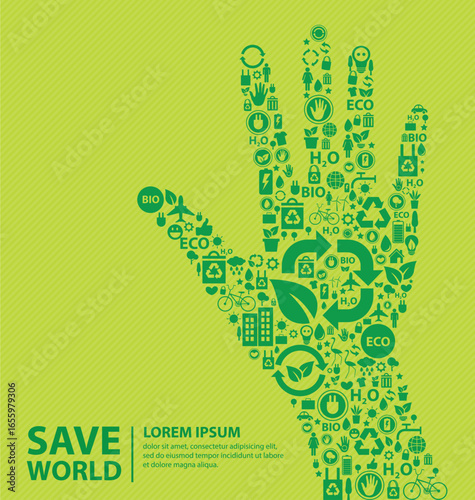 Go green concept. Save world vector Illustration.