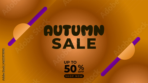 AUTUMN SALE OFFERS AND PROMOTION 50 PERCENT OFF. TEMPLATE BANNER DESIGN.COLORFUL GRADIENT GOLD BROWN ORANGE BACKGROUND VECTOR. GOOD FOR SOCIAL MEDIA POST, COVER , POSTER 
