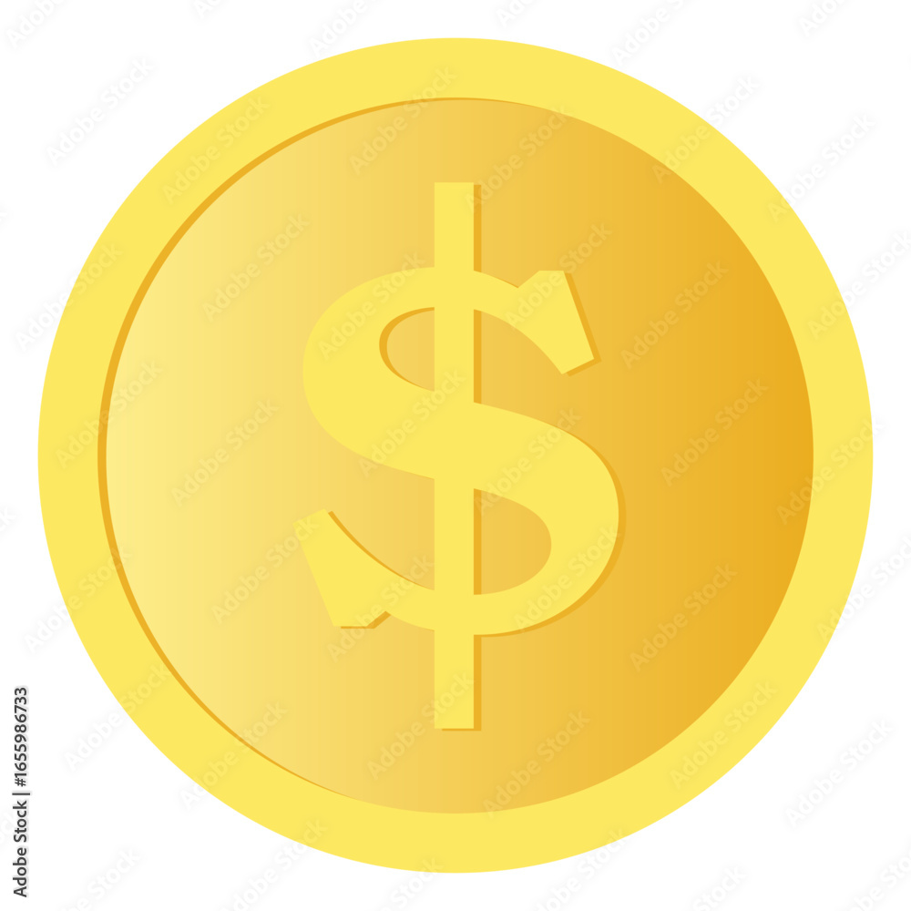 Obraz premium Gold Gradient Dollar Coin from Front Side