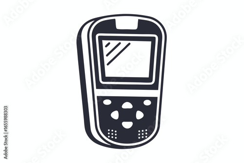 Isolated Doodle Style GPS Navigator on White Background Icon Drawing