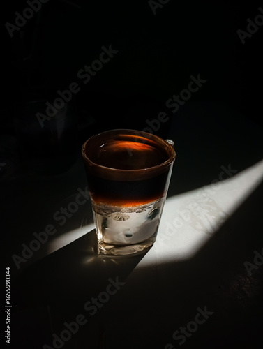 glass of water on black background