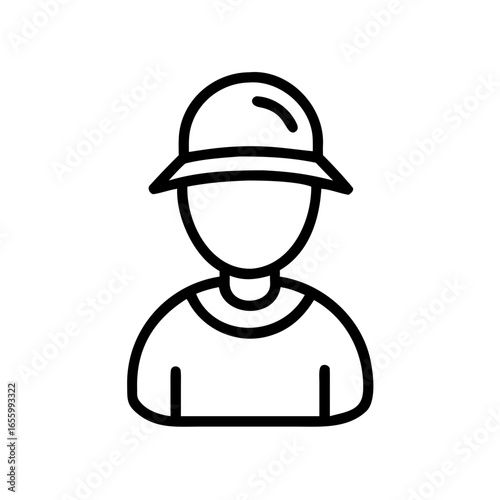 construction worker icon, construction worker with helmet, vector illustration of a man icon