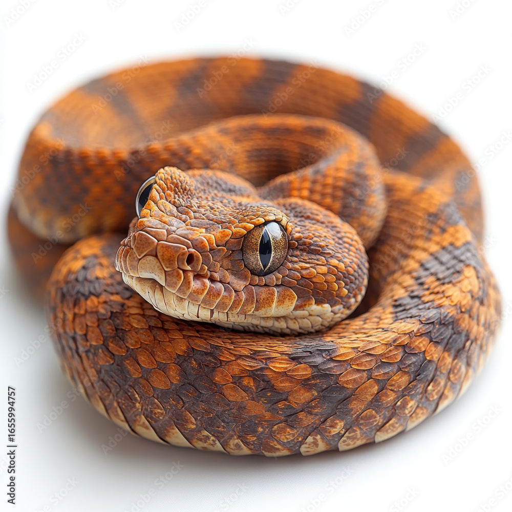 Fototapeta premium Close-up of snake on white background.