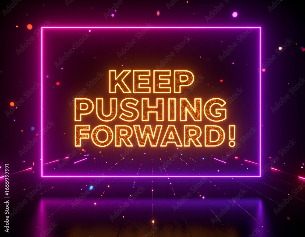 Obraz premium Keep Pushing Forward Positive Message Typography