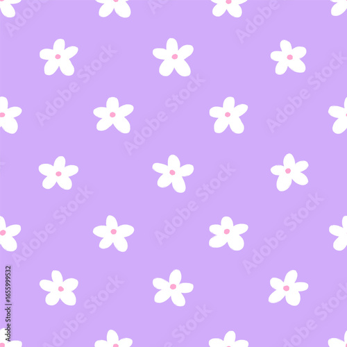Floral pattern, seamless texture. Daisy flowers, endless background, repeatin...