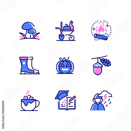 Autumn - modern line design style icons set
