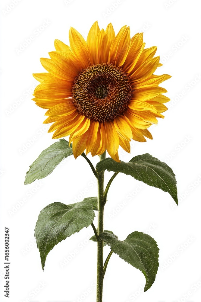 Obraz premium Single sunflower against white background (6)