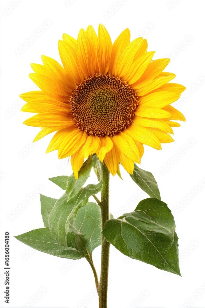 Obraz premium Single sunflower against white background (8)