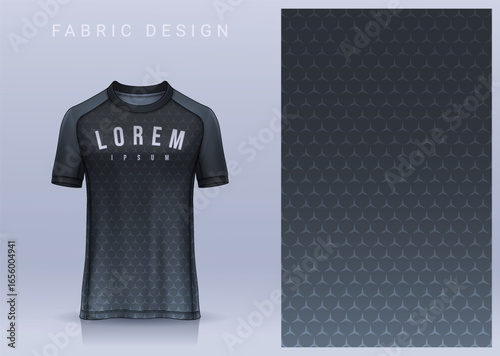 Fabric textile design for Sport t-shirt, Soccer jersey mockup for football club. uniform front view.	