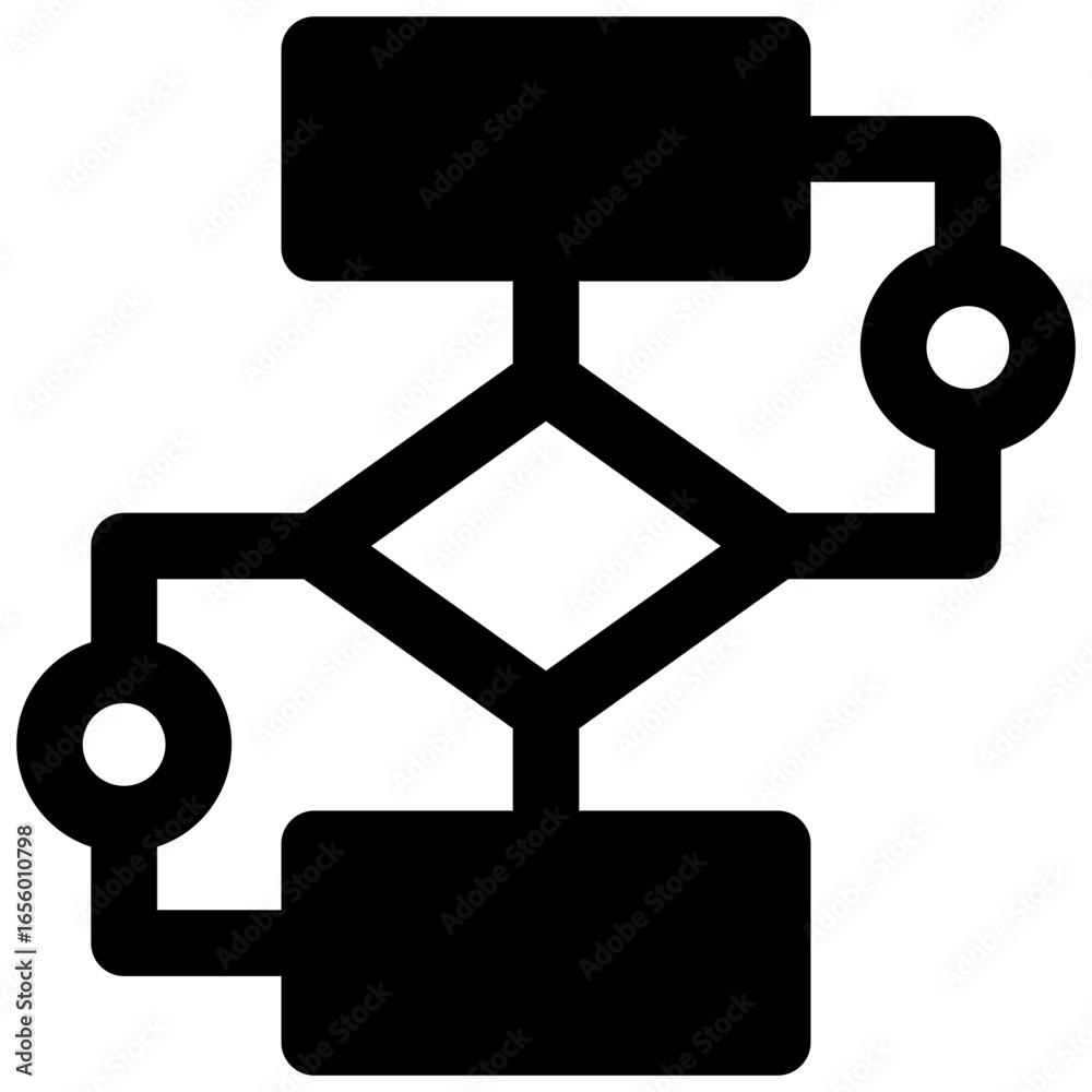 Obraz premium Algorithm. Outlined stroke vector icon with black-filled details.